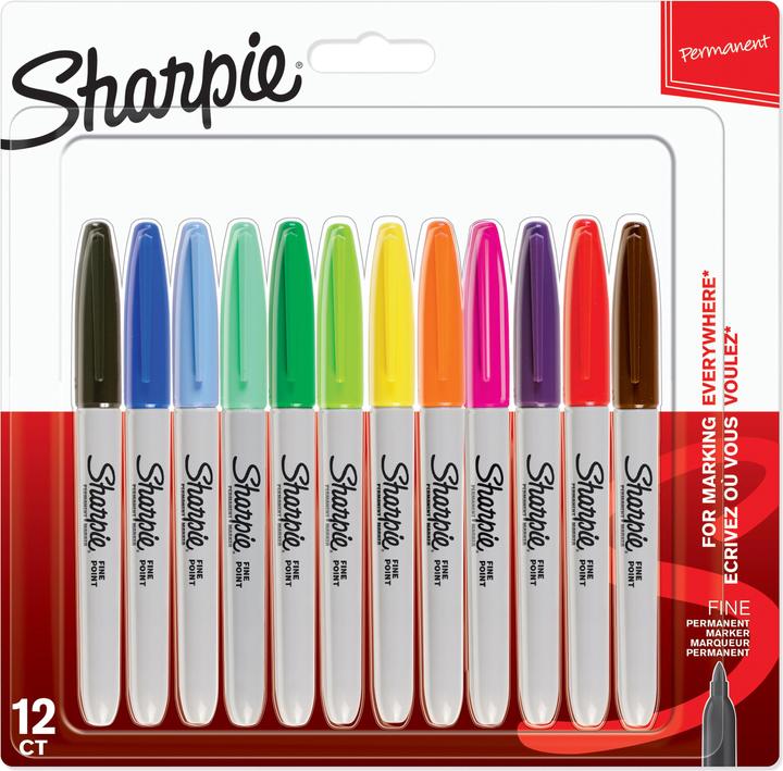 Sharpie Marqueur pointe fine ronde F 12 couleurs pastel (Couleurs assorties, 1 mm, 12 x)