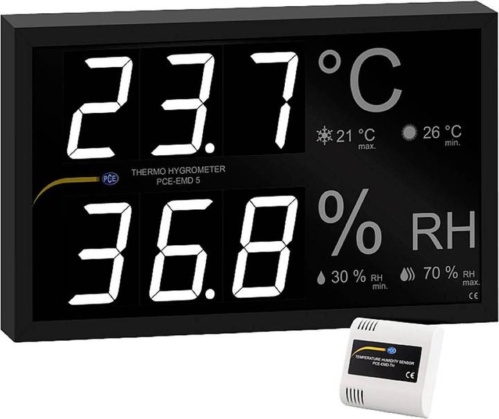 PCE Instruments PCE-EMD 5 Panelmeter 0 to 50 °C 0 to 99.9 % rH (Measuring device case)