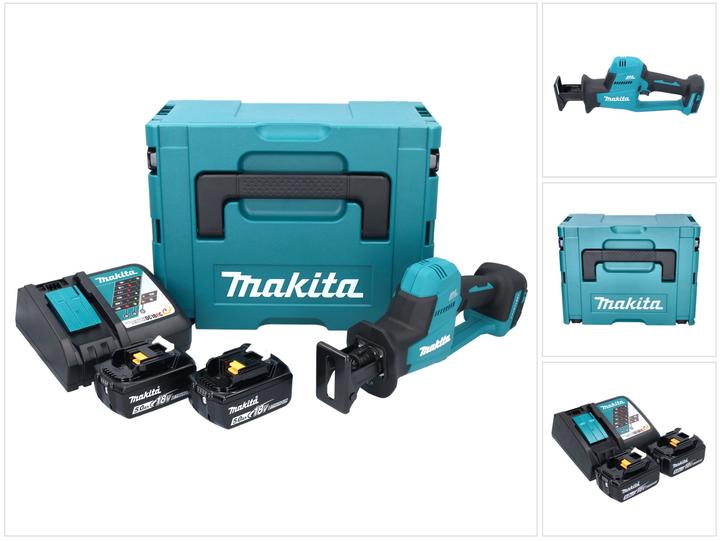 Image du produit Makita DJR189RTJ Scie sabre sans fil, 18 V, 0-3100 SPM, 22 mm, 2 x 5,0 Ah Li-Ion, 2,5 kg