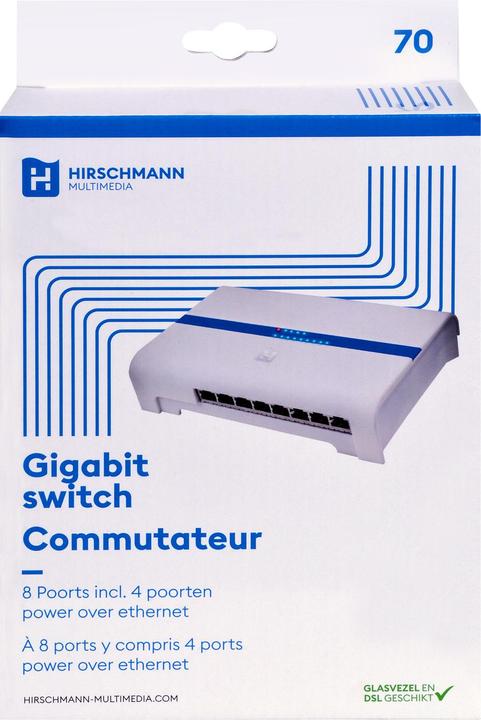 Actual product image Hirschmann CAS 8 shop 8 poorts Gigabit switch with PoE (8 Ports)