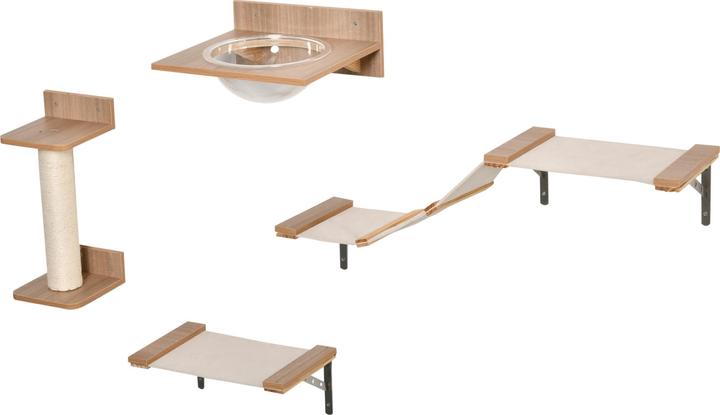 Produktbild PawHut Katzenkletterwand bestehend aus 4 Teilen (17.50 cm, Hellbraun)