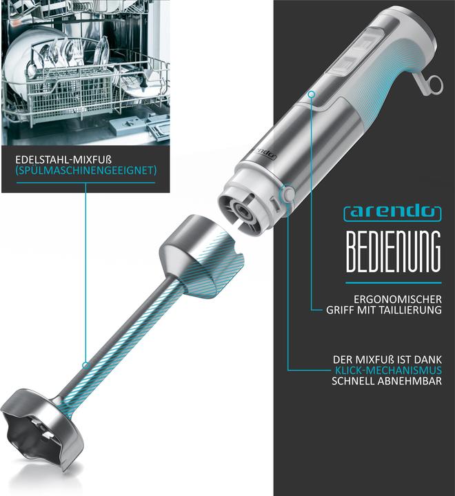 Actual product image Arendo Hand blender 1000W White, stainless steel