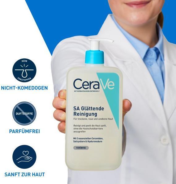 Produktbild CeraVe SA Glättende Reinigung: mildes Reinigungsgel für Gesicht und Körper bei trockener Haut (Gel, 473 ml)