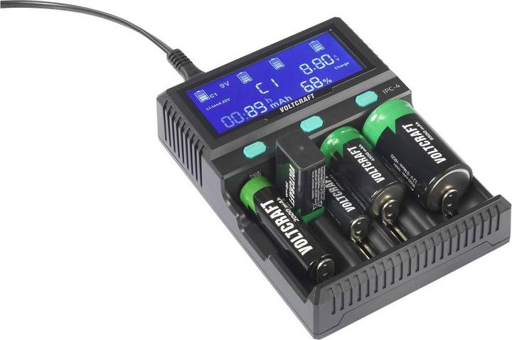 Produktbild Voltcraft IPC-4 Rundzellen-Ladegerät LiIon, LiFePO, NiMH, NiCd, LiFePO4 A, Mignon (AA), Micro (AAA) (1 Stk., 10440, 14500, 16340, 17335, 17500, 17670, 18490, 18650, 21700, 22650, 26500, 26650, 32650, AAA, A, AA, Sub-C, Ladegerät ohne Akku)