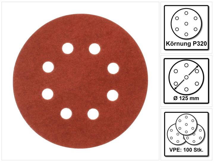 Actual product image Makita Sanding paper Klett 125 mm K 320 100 pcs ( 2x P-43692 ) for DBO BO DCW DWE GEX PEX SXE BOS (K320)