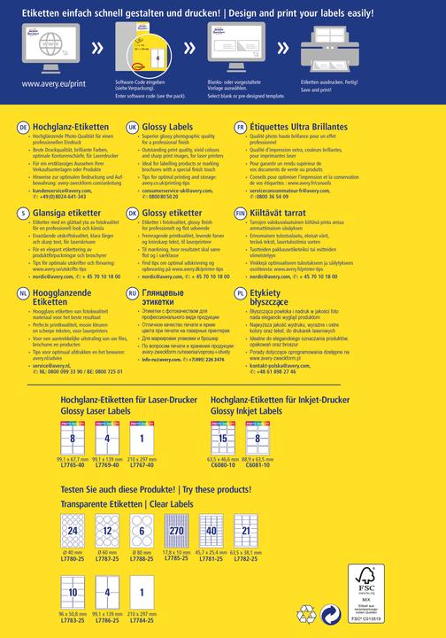 Actual product image Avery Glossy labels