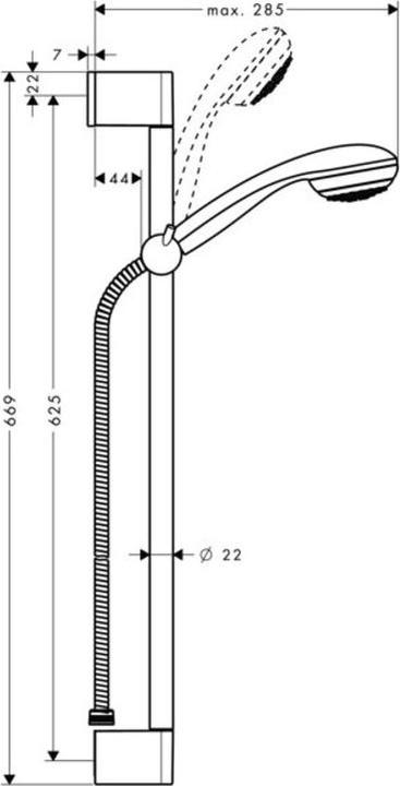 Actual product image hansgrohe HG Shower set CROMETTA 85 MONO Shower rail Unica'Crometta 650mm chrome