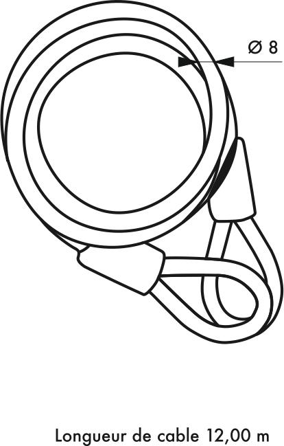 Image du produit Thirard Câble antivol twisty, vélo, abris de jardin, ø 8, 12.00m, acier gaine pvc -