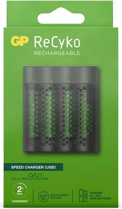 Image du produit GP Batteries ReCyko M451/100 4-Port USB Ladegerät inkl.4xAAA NiMh 950mAh (5 pcs, AAA, 950 mAh, Piles rechargeables + chargeur)