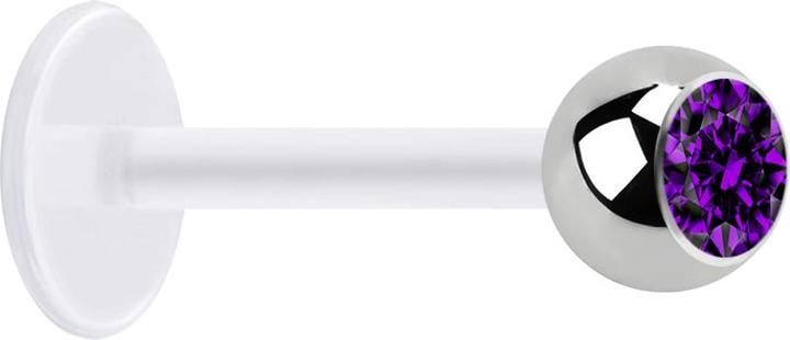 Produktbild Star Piercing Micro Labret transparent mit Kugel silber und Kristall violett (ohne Messing, Chirurgenstahl 316L, Bioflex)