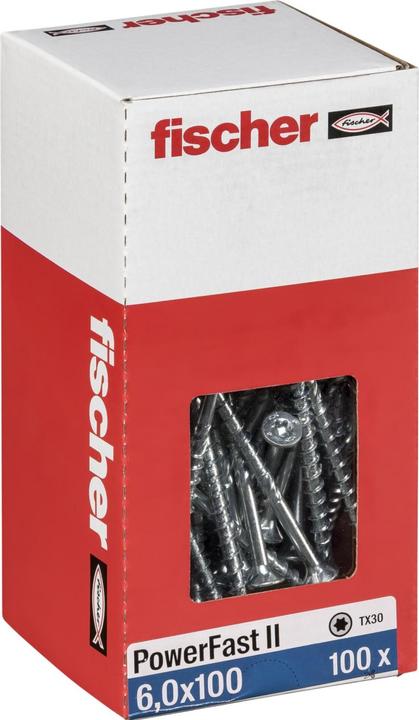 Actual product image Fischer Wood screws TORX 6.0x100, white galvanized, 100 pcs. (100 Screws per piece)