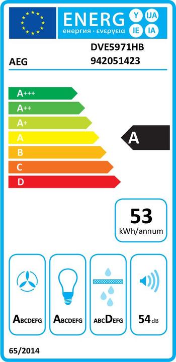 Etichetta energetica Electrolux DVE5971HB Montato a parete ³/h A (Cappuccio)