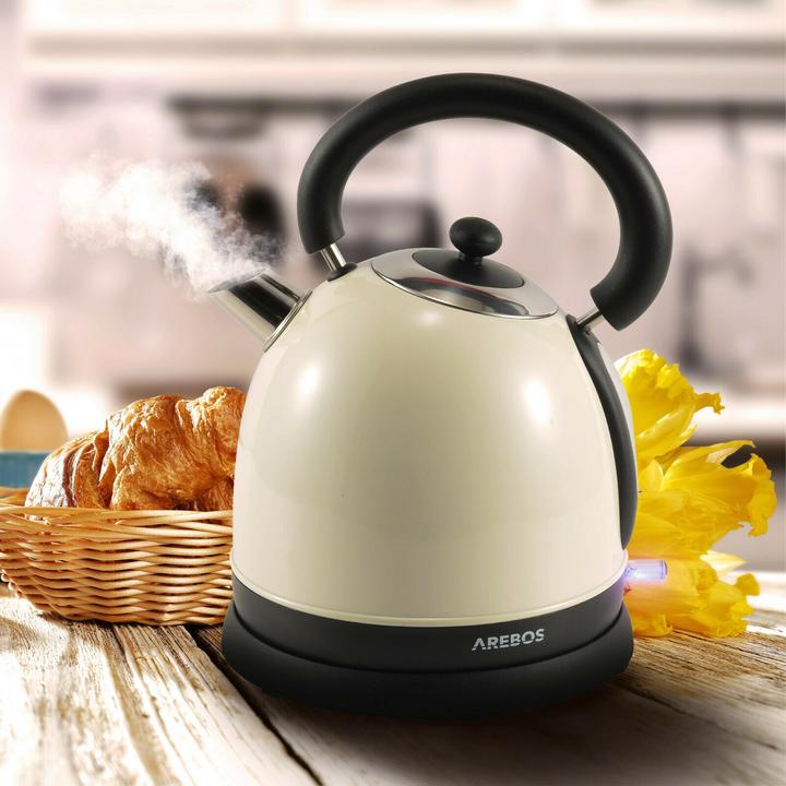 Produktbild Arebos Wasserkocher Retro - Creme (1.80 l)