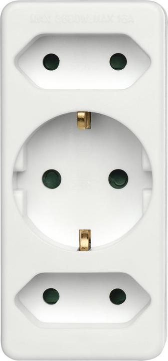 Immagine prodotto Hama Adattatore per presa di corrente 3 volte, 1x contatto di terra, 2x Euro, bianco (3 x)