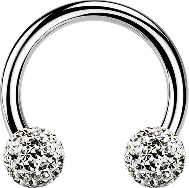 Immagine prodotto Star Piercing Micro Circular Barbell argento con due sfere di cristallo strato protettivo epossidico argento (senza ottone, Acciaio chirurgico 316L)