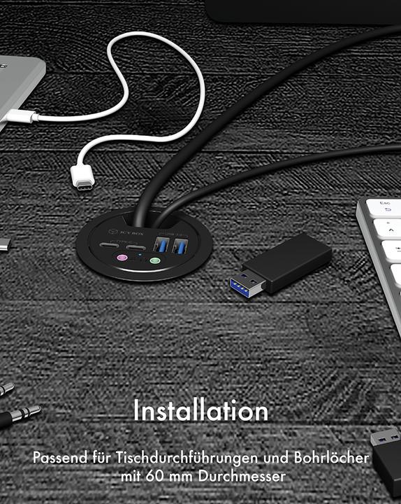 Actual product image Icy Box IB-HUB1403B (USB-A, 4 Ports)