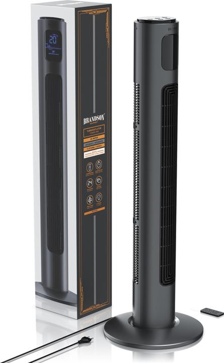 Immagine prodotto Brandson Ventilatore a torre, DC, silenzioso ed efficiente, 12 velocità, timer, oscillazione, telecomando (50 dB)