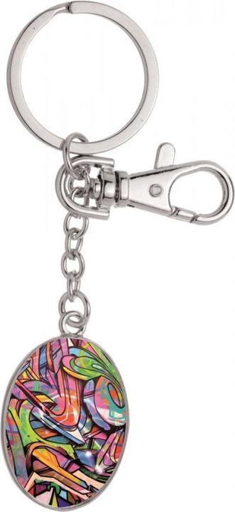 Produktbild Glorex Schlüsselanhänger doppelseitig oval silberfarben37x27mm