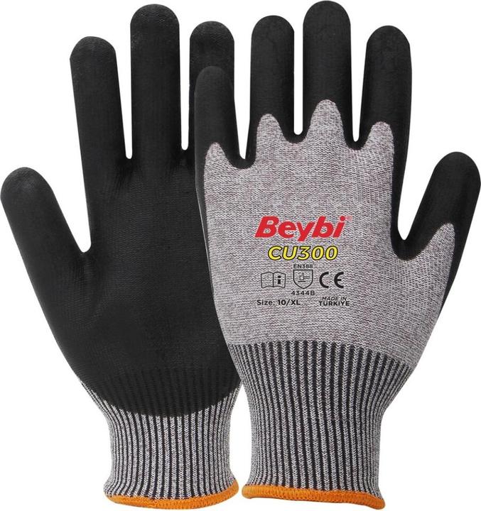 Beybi 12 Paar Arbeitshandschuhe, Enthält kein Silikon, Grau und Schwarz (10)