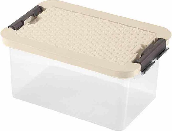 Heidrun System box made of plastic in colour transparent, 33x22x16 cm capacity: 8 l, lid in rattan look (33 x 22 x 16 cm, 8 l)