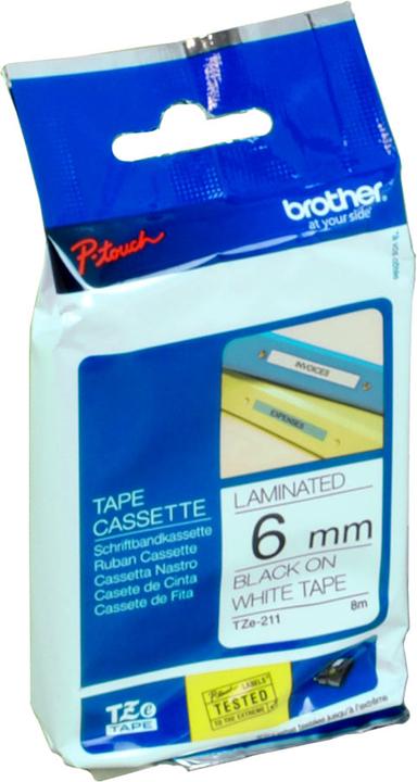 Produktbild Brother TZe-211 (0.60 cm, Schwarz, Weiss)