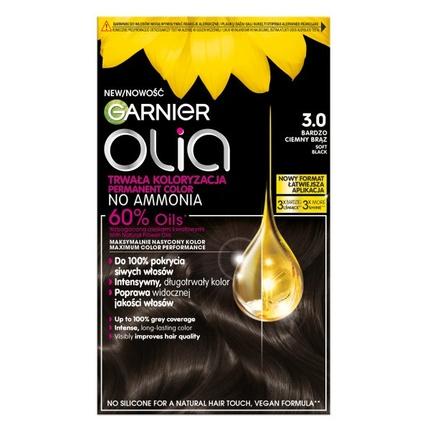 Actual product image Garnier Olia farba do włosów 3.0 Soft Black
