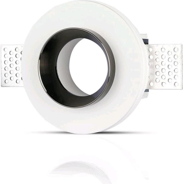 Produktbild V-TAC VT866BRD GU10 Fassung Gips Weiss Einbauleuchte Schwarz Metall Rund