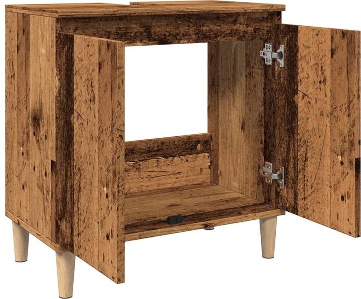 Actual product image VidaXL Waschbeckenunterschrank Unterschrank Badschrank Badmöbel Altholz-Optik (58 x 33 x 60 cm)