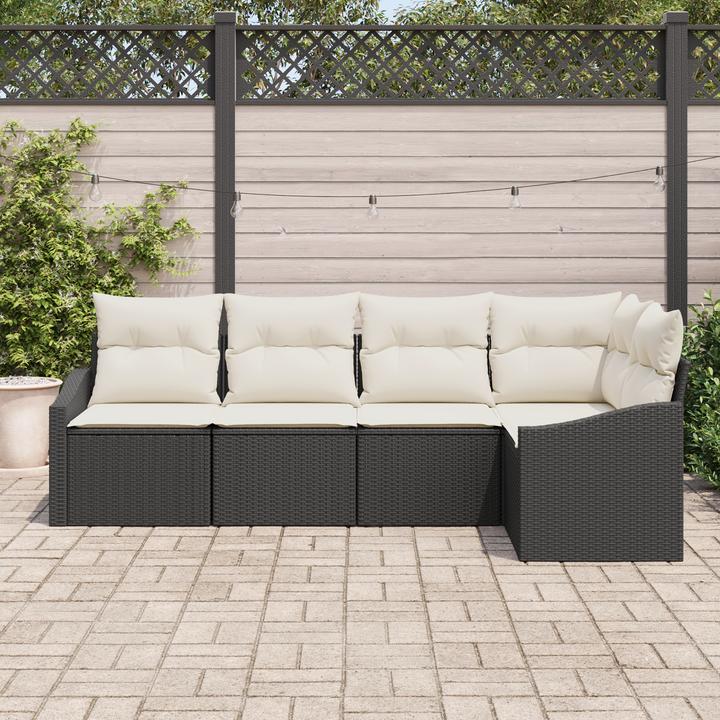 Immagine prodotto VidaXL Set da pranzo da giardino 5 pezzi con cuscini in poly rattan nero