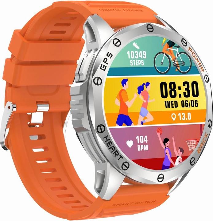 Image du produit Gravity GPS GT24-4 Herren-Smartwatch, schwarzes Silikonarmband + orangefarbenes Silikonarmband