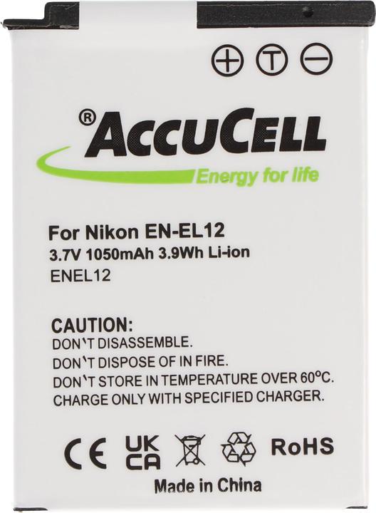 Immagine prodotto AccuCell Batteria adatta per Nikon EN-EL12, CoolPix S610, S610C, S710, 44.5 x 31.9 x 7.9mm (Accumulatore di carica elettrica)