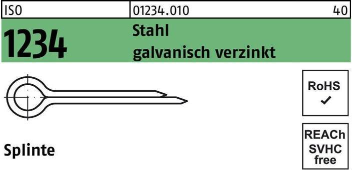 Produktbild Splinte ISO 1234 3,2 x 16 Stahl galvanisch verzinkt (16 mm)