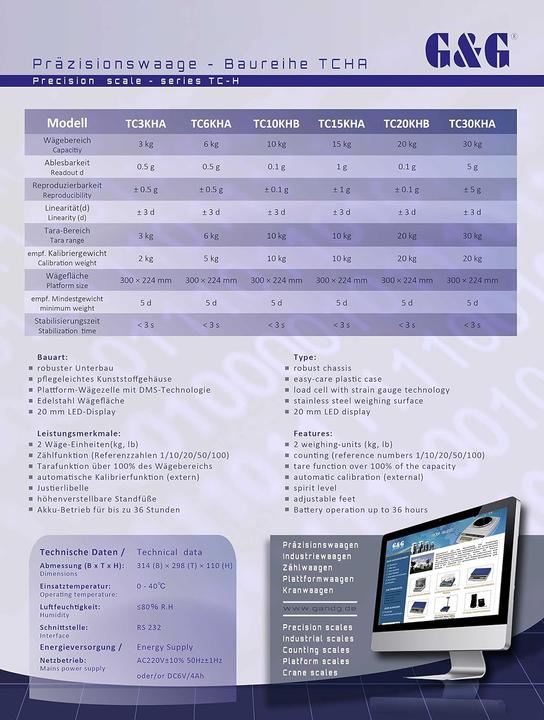 Produktbild G&G Präzisionswaage TC3KH