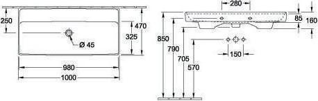 Produktbild Villeroy & Boch V&B Schrankwaschtisch COLLARO 1000x470mm o ÜL ohne HL we (470 mm, 1000 mm)