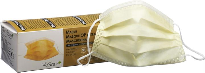 Actual product image VaSano OP mask extra type IIR German/French/Italian/English yellow (Protection class I, 50 x)