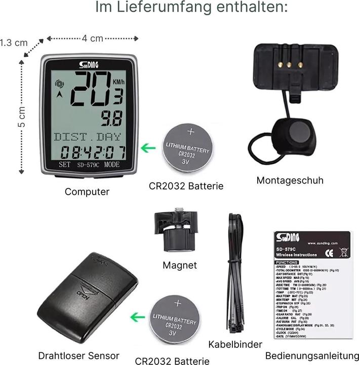 Immagine prodotto Hermex Tachimetro per bici Sunding Tachimetro per bici Computer per bici Computer per bici
