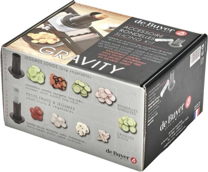 Image du produit de Buyer Guide de découpe Gravity avec poussoir adapté à toutes les mandolines