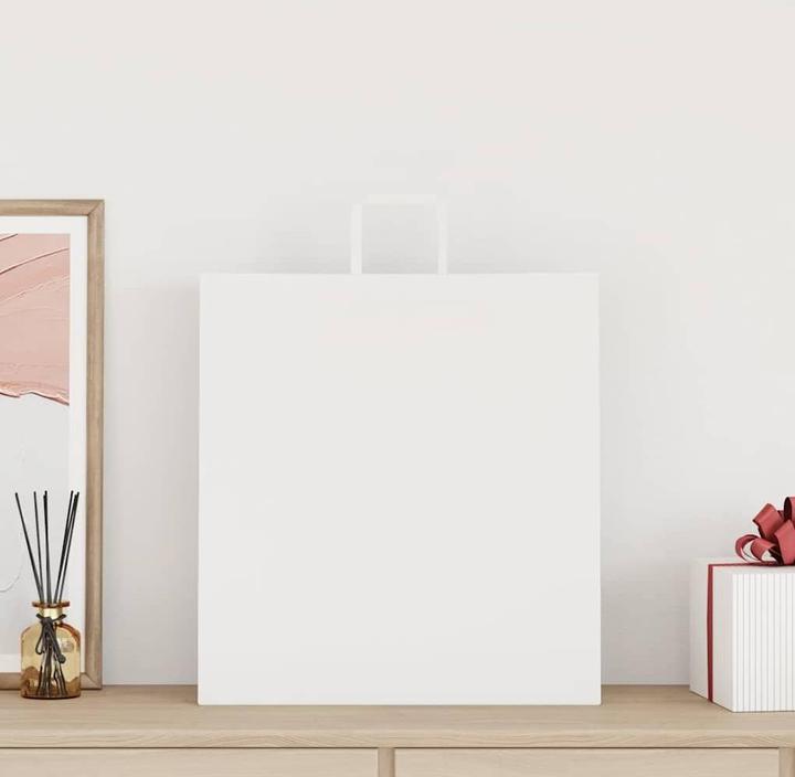 Produktbild VidaXL Kraftpapiertüten 250 Stk. mit Henkel Weiss 45x17x48 cm Papiertüte (Geschenktüte, 250 x)