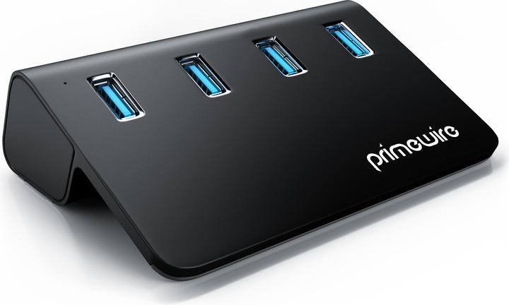 Primewire 4 Port USB 3.2 Gen.1 Hub Aktiv, Verteiler mit Netzteil, USB 3.0 Datenhub Super Speed bis zu 5 Gbit/s (USB-A, 4 Ports)