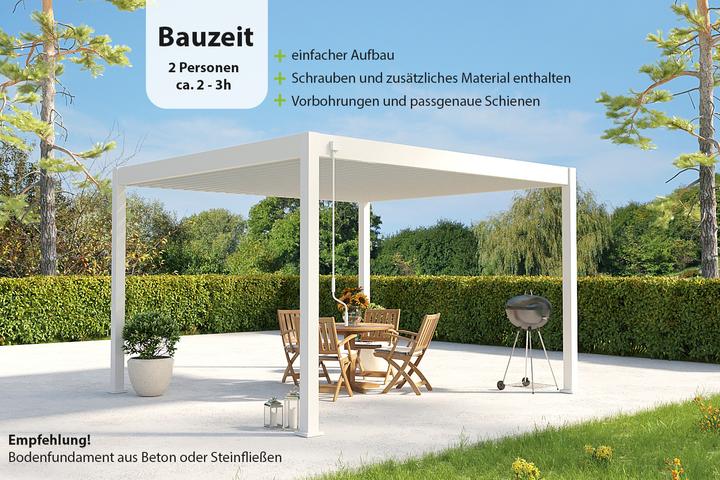 Produktbild Weide Pergola Deluxe Plus mit Lamellendach 3.6x4m Weiss (400 cm, 360 cm)