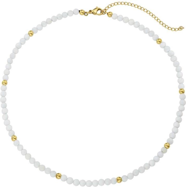 Actual product image Bijouteria Stone necklace (Stainless steel, PVD coating (gold coloured), Jade, 45 cm)