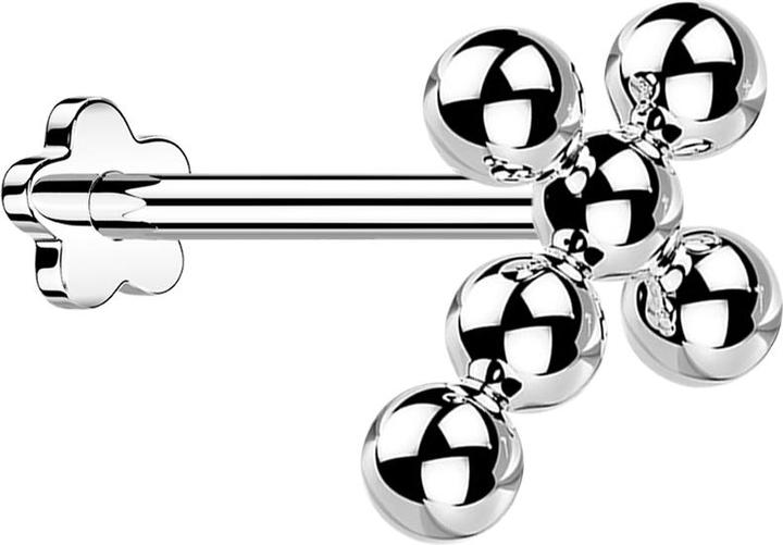Star Piercing Micro Threadless Labret Blume silber Kreuz Kugeln (ohne Messing, Titan G23)