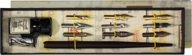 Produktbild Prona Kalligrafie-Set 9 Federspitzen, Zinnhalter (9 x)