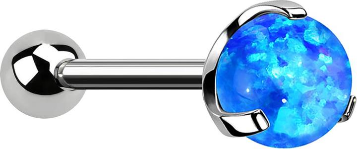 Star Piercing Micro Threadless Barbell silber mit Kugel und Kugel Opal blau gefasst (ohne Messing, Titan G23)