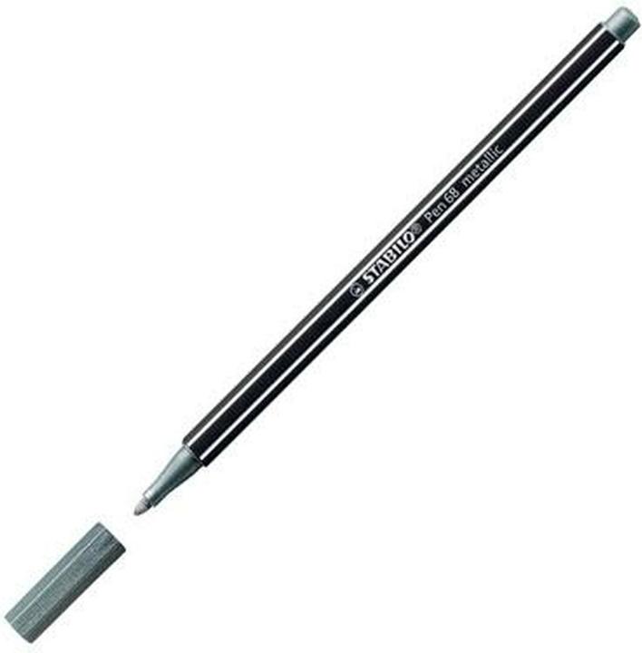 Actual product image STABILO Premium metallic felt-tip pen - Pen 68 metallic - pack of 10 - silver (Silver, 10 x)