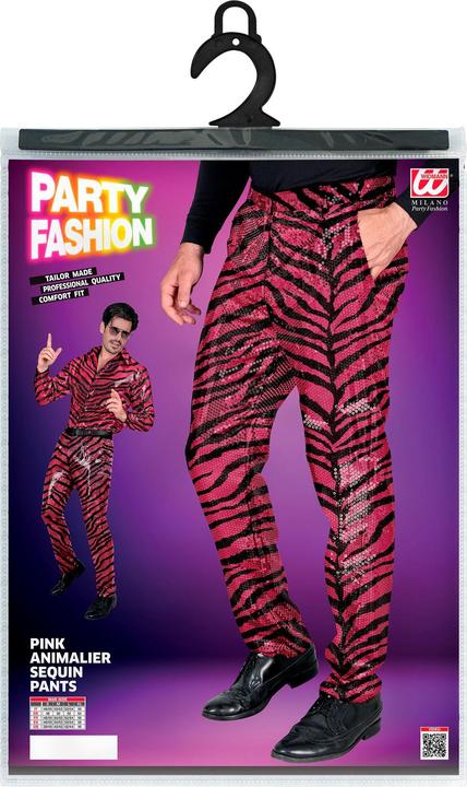 Immagine prodotto Widmann Pantaloni da uomo con paillettes in look zebrato nero/rosa (M)