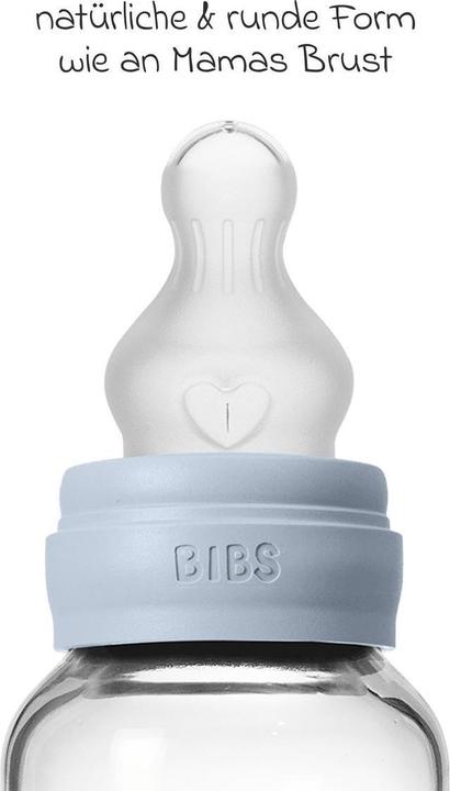 Produktbild Bibs Babyflaschen Glas-Flasche Baby Bottle Round 120 ml + Silikon-Trinksauger (120 ml)