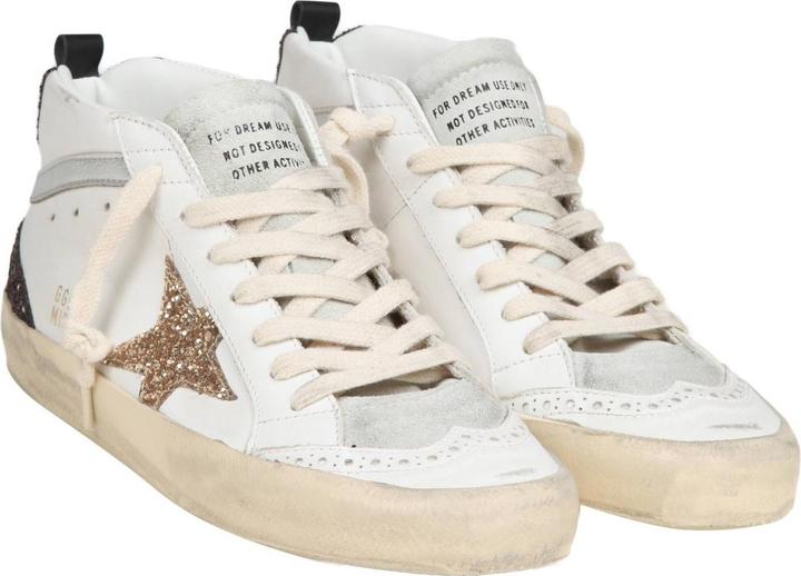 Produktbild Golden Goose mid star in leather and suede with glitter star (38)