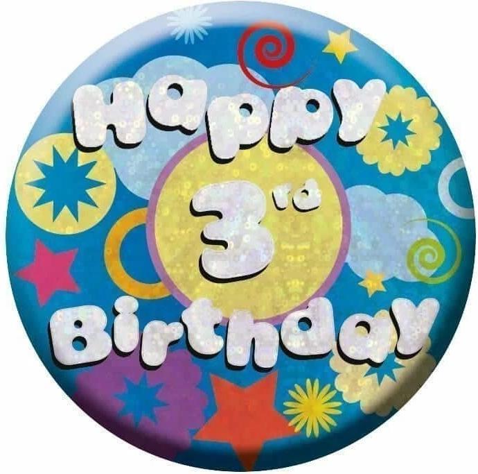 Produktbild Amscan holografisches Design Abzeichen 3 Geburtstag