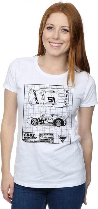 Actual product image Disney Womens/Ladies Cars Cruz Ramirez Blueprint Cotton T-Shirt (XL)